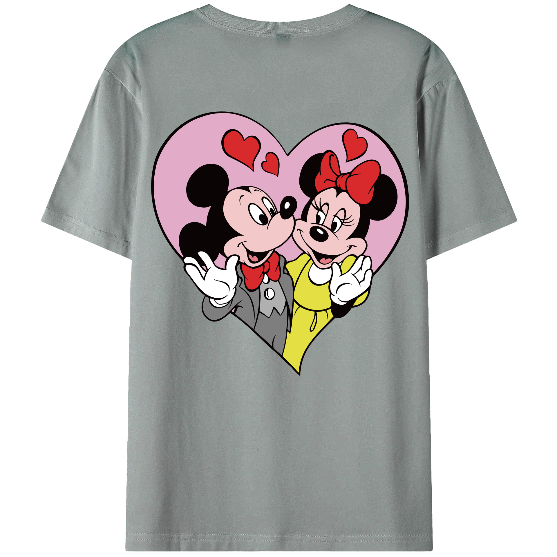 ミッキーマウス Mickey Mouse 綿100％ メンズ半袖Tシャツ（バックプリント） 通気性